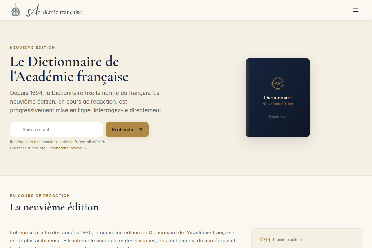 Le Dictionnaire, 9e édition, en ligne