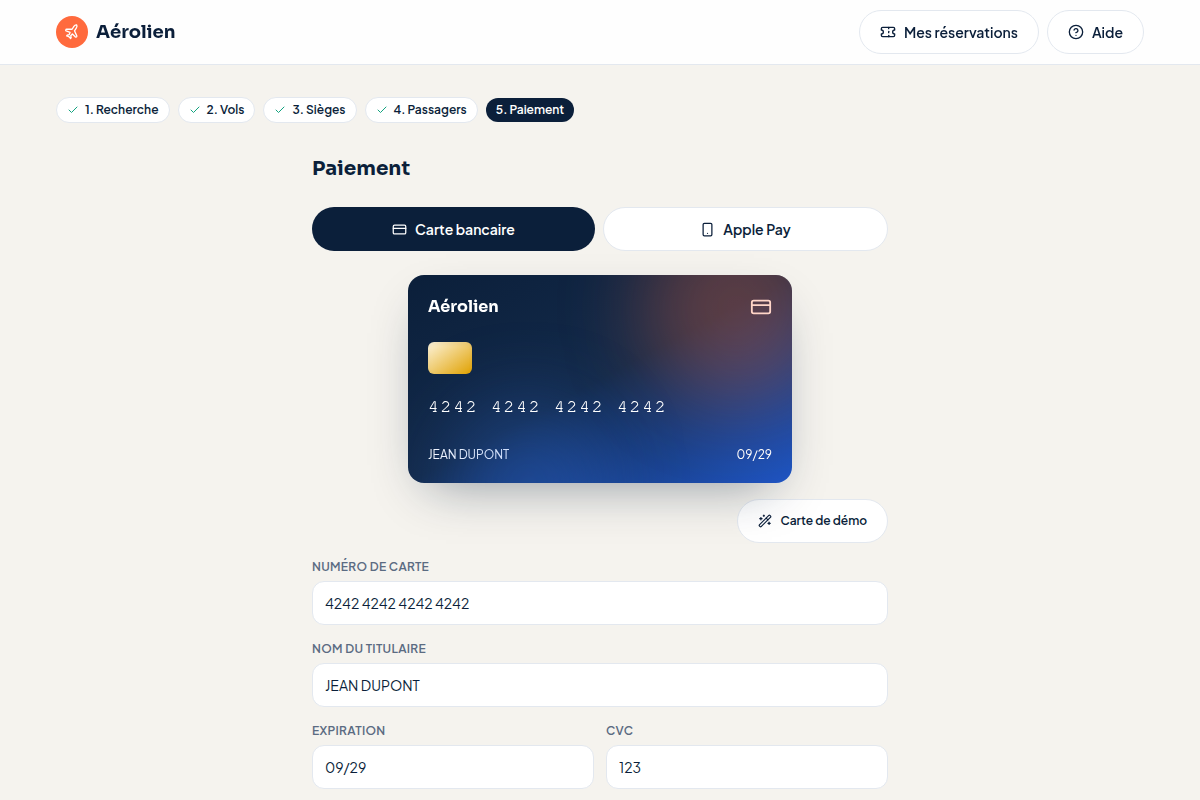 Paiement par carte bancaire ou Apple Pay
