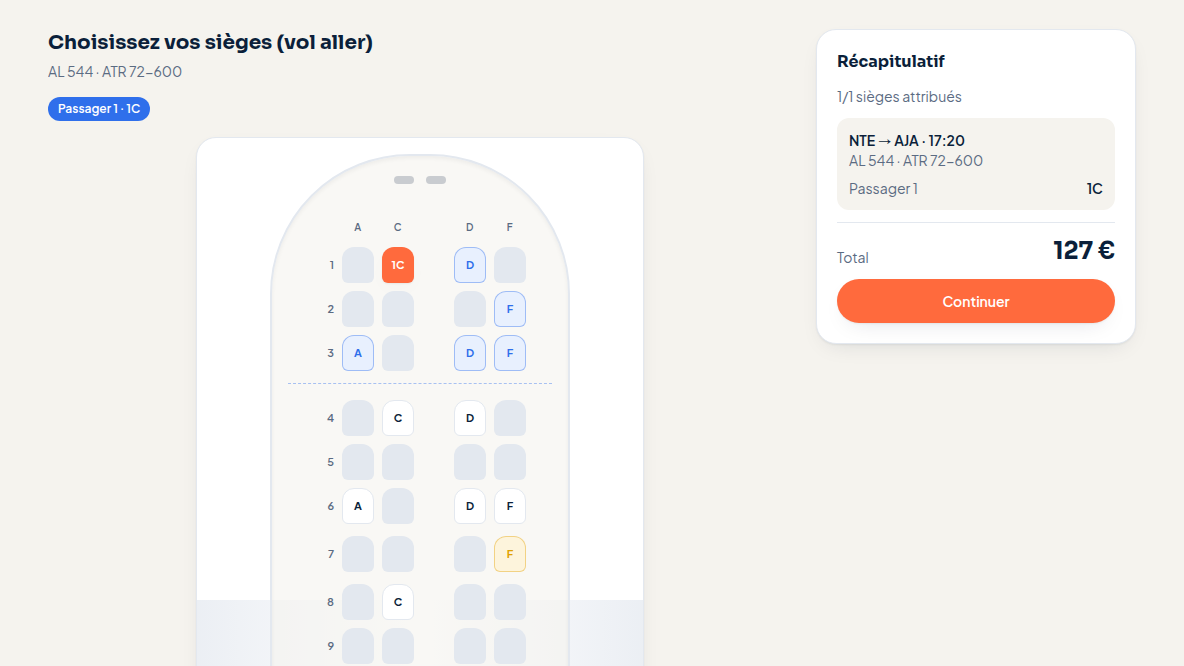Plan de cabine interactif