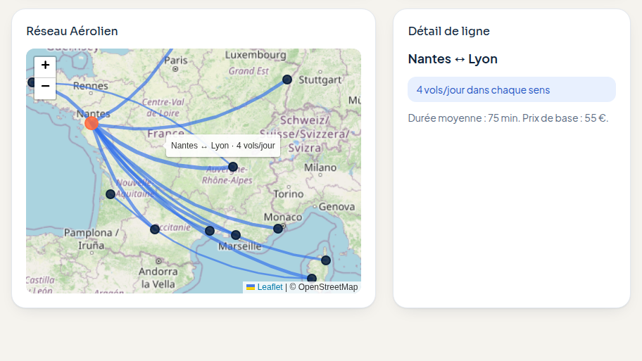 Carte du réseau en direct