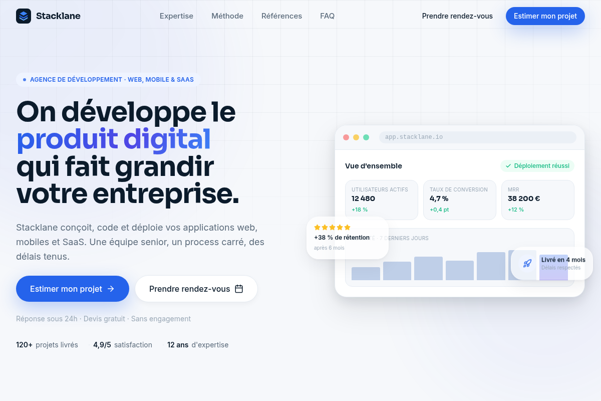 Héro : accroche, estimateur et maquette produit