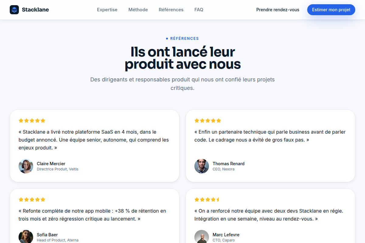 Références et avis clients