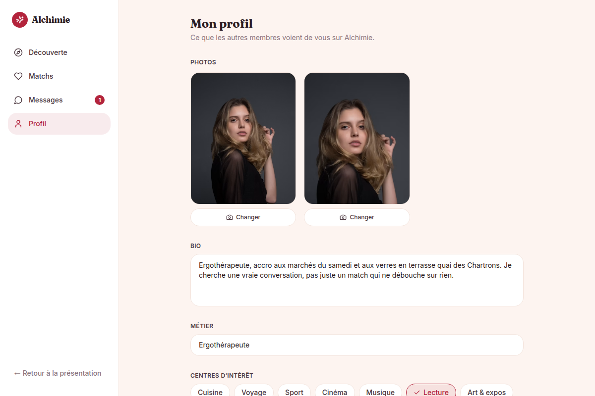 Profil du membre connecté
