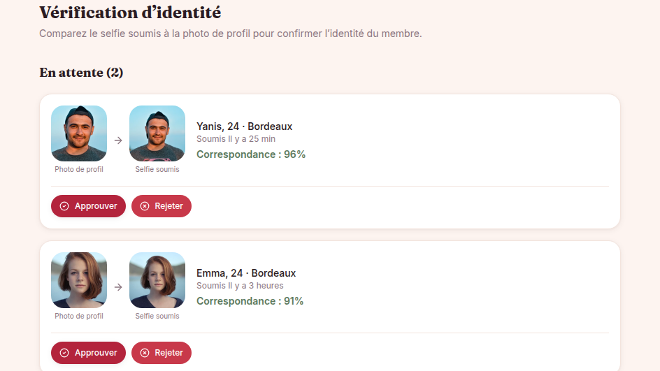 Vérification d'identité par selfie