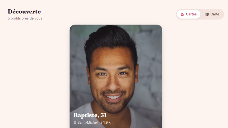Découverte par swipe