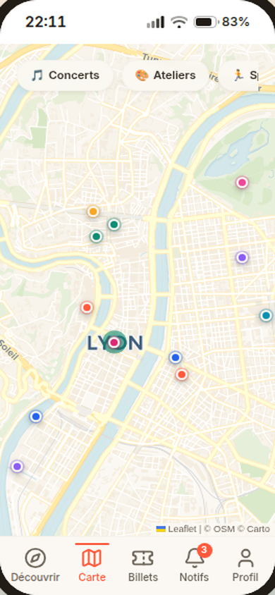 Carte des événements autour de soi