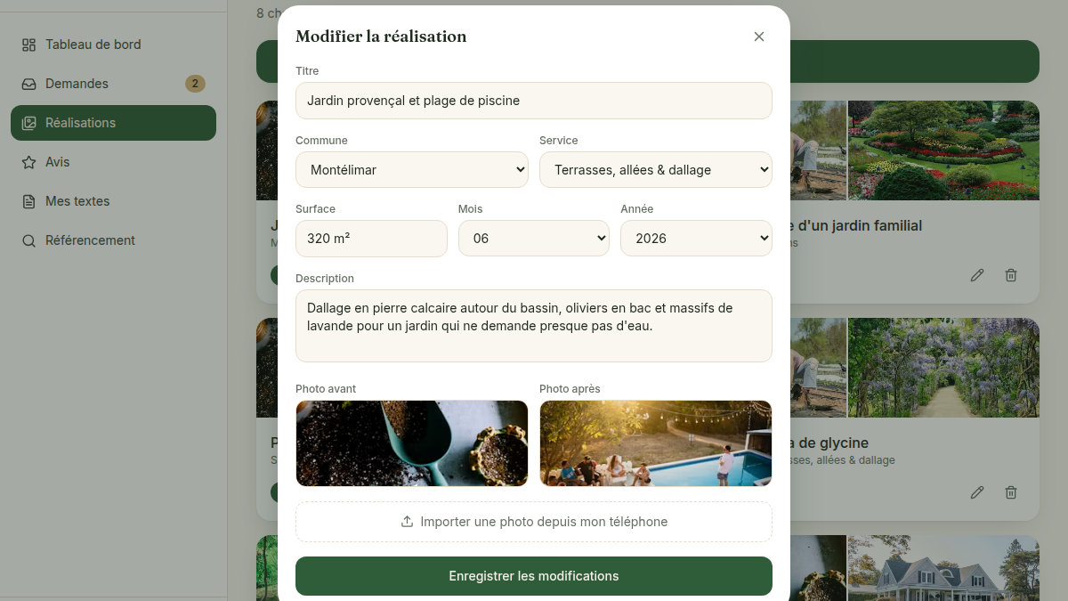Modifier une réalisation en 30 secondes