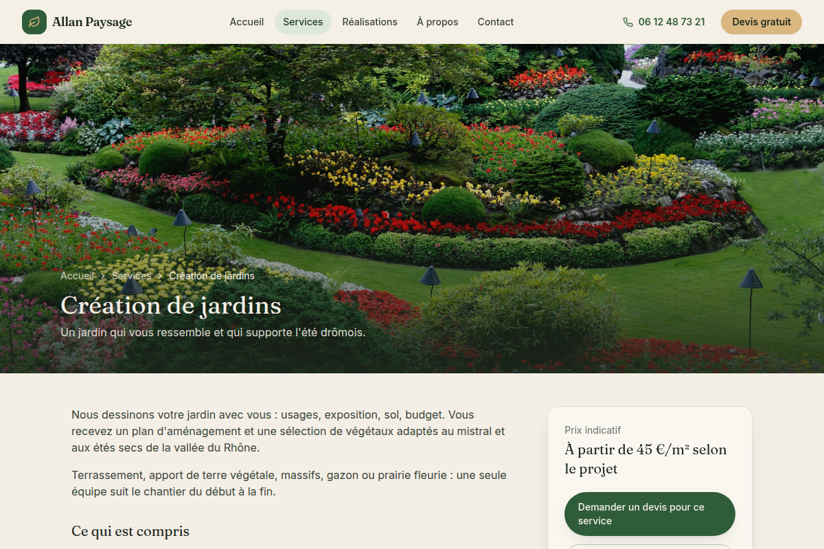 Détail service : création de jardins