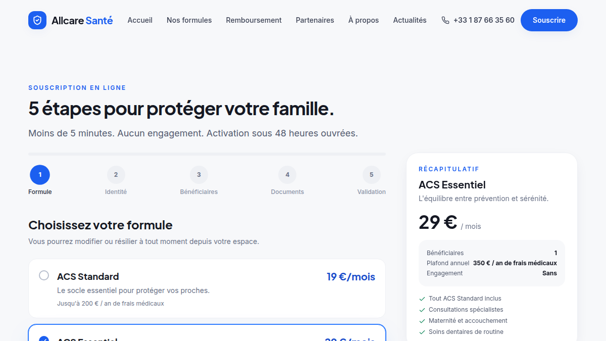 Souscription guidée en 5 étapes