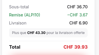 Franco de port calculé en direct