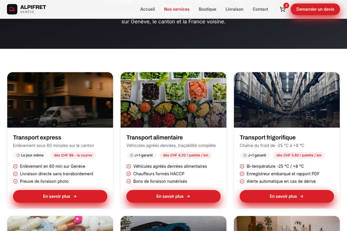 Les 6 métiers de transport proposés