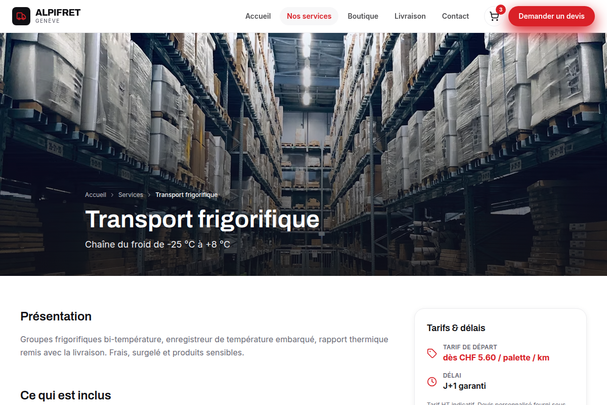 Fiche détaillée du transport frigorifique