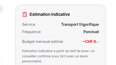 Devis avec estimation de budget en direct