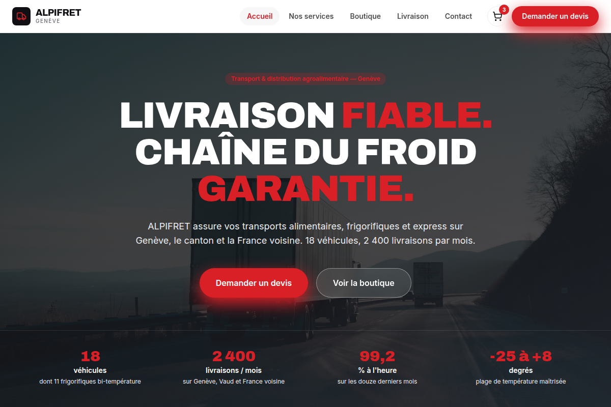 Hero et chiffres clés de l'activité ALPIFRET