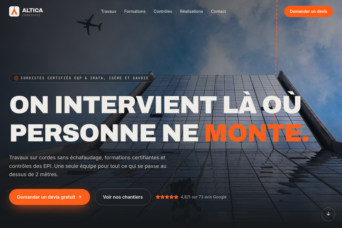 Accueil : trois métiers, avis Google 4,8/5