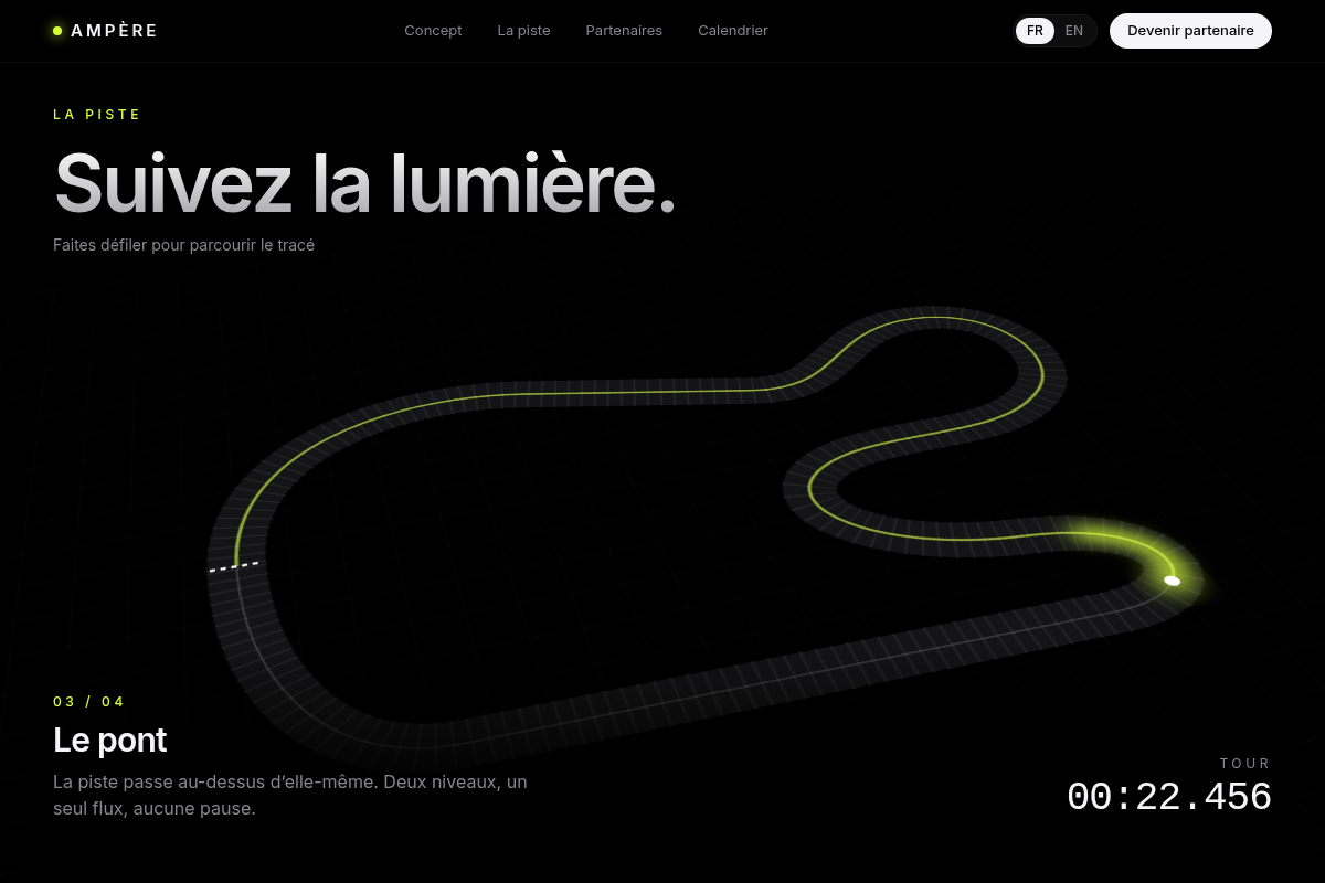 Piste 3D qui se dessine au scroll
