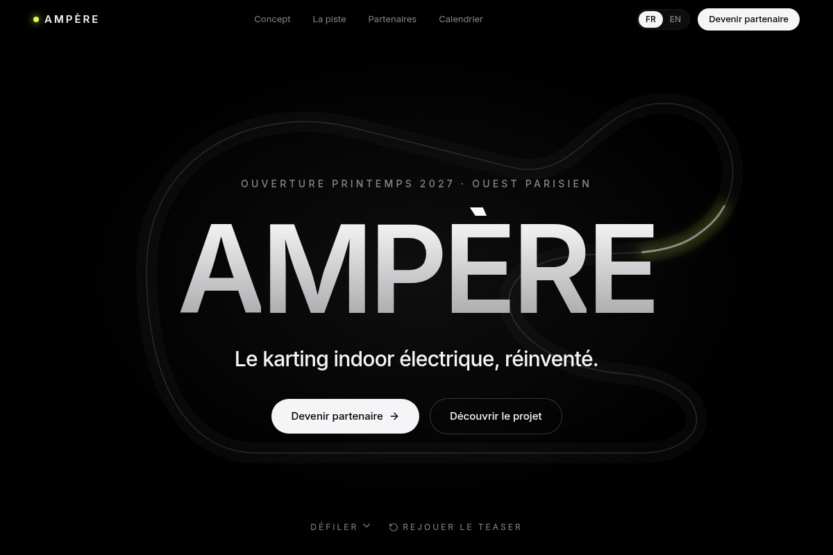 Hero animé avec tracé du circuit en SVG