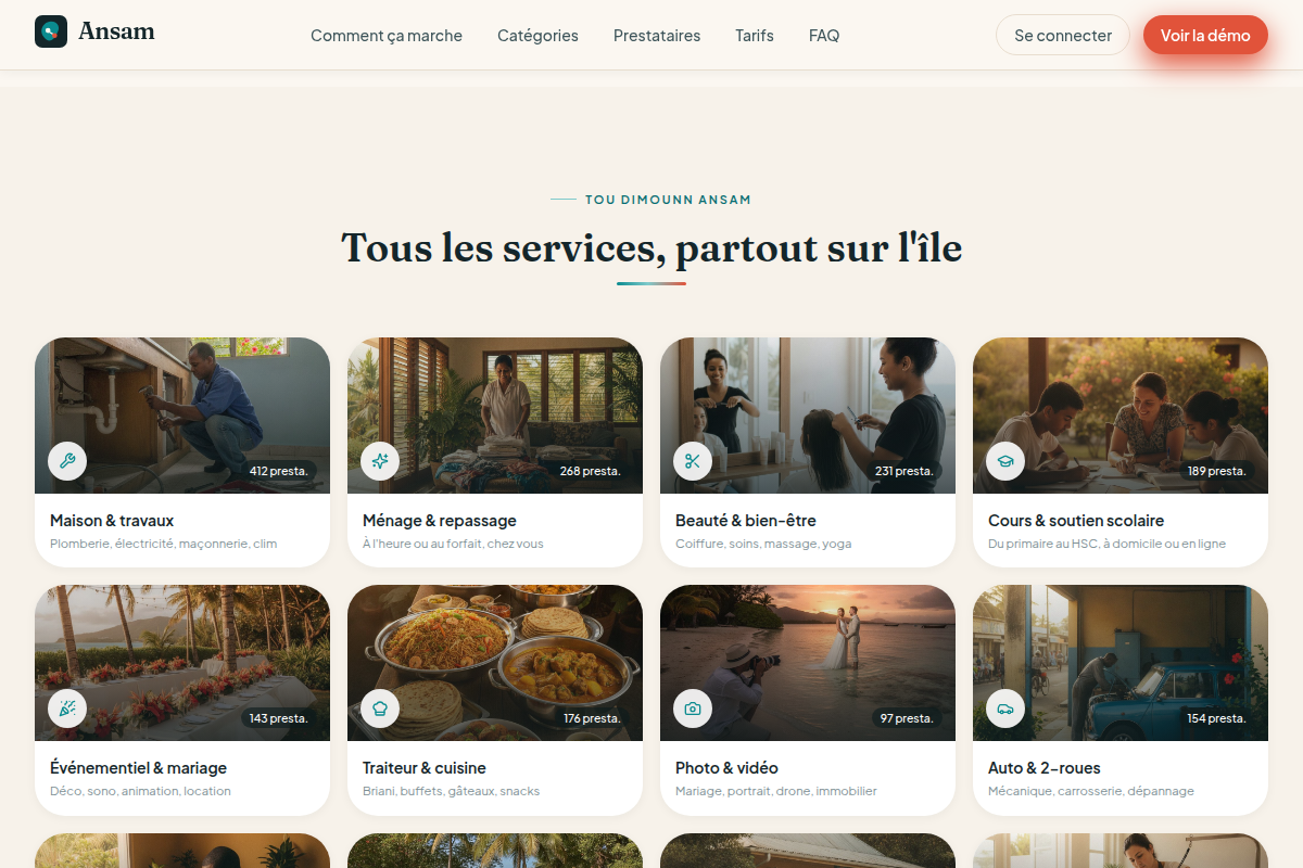 12 catégories de services couvertes