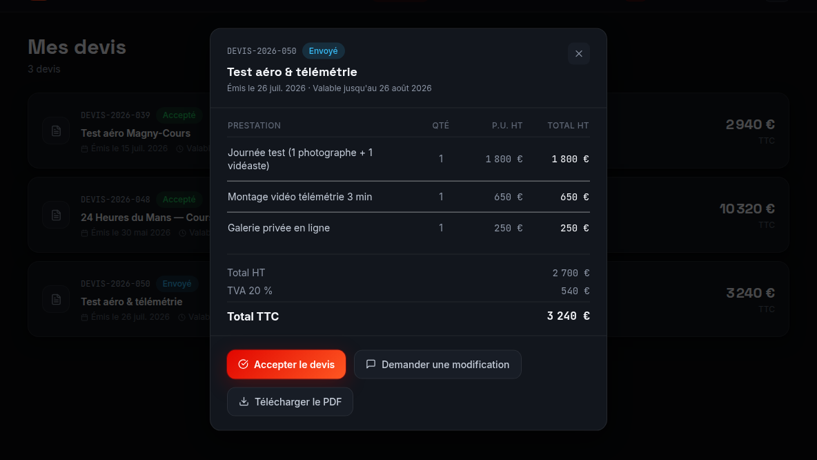 Validation des devis en ligne