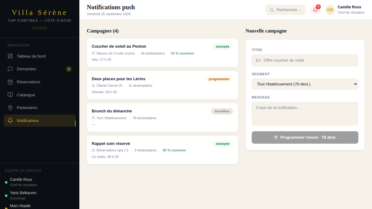 Campagnes push segmentées