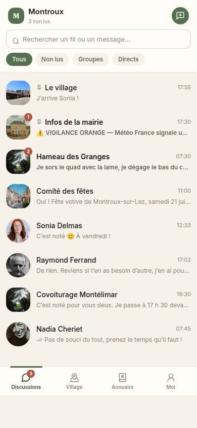 Liste des fils de discussion