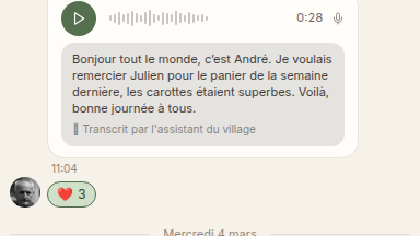 Message vocal transcrit en un tap