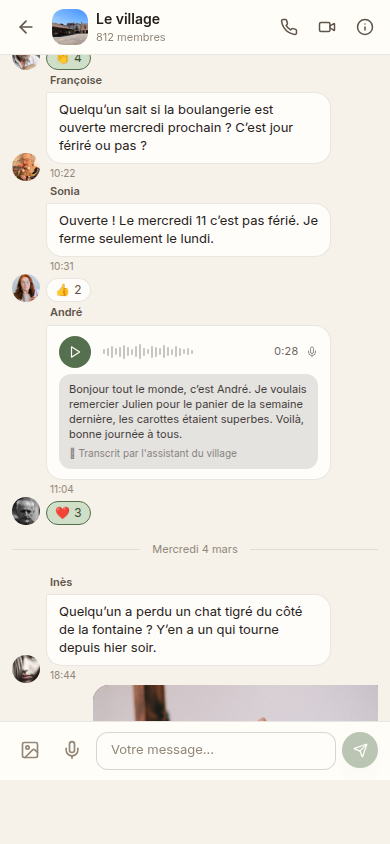 Fil de discussion du village