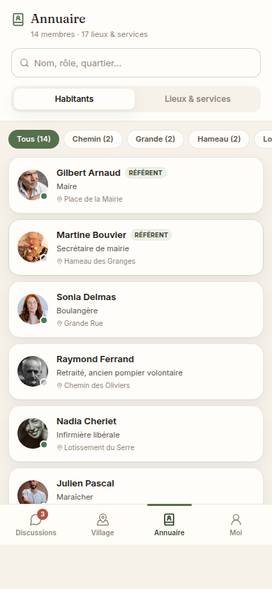 Annuaire des habitants