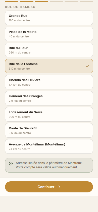 Vérification de l'adresse