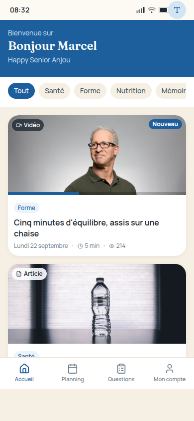 Fil d'actualités personnalisé du club