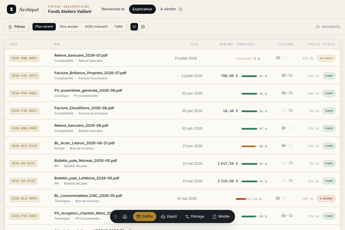 Explorateur filtrable du fonds documentaire