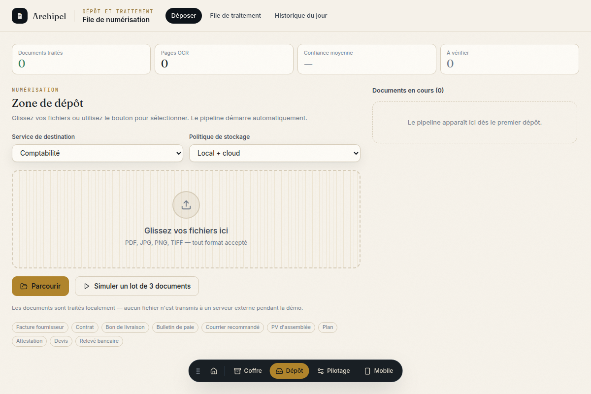 Dépôt d'un lot de documents