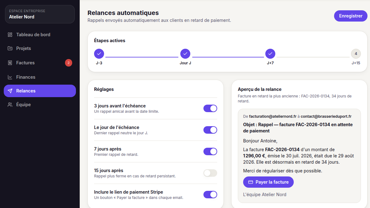 Relances automatiques programmées