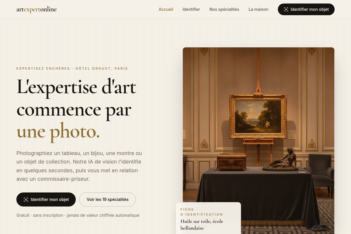 Accueil : l'expertise d'art commence par une photo