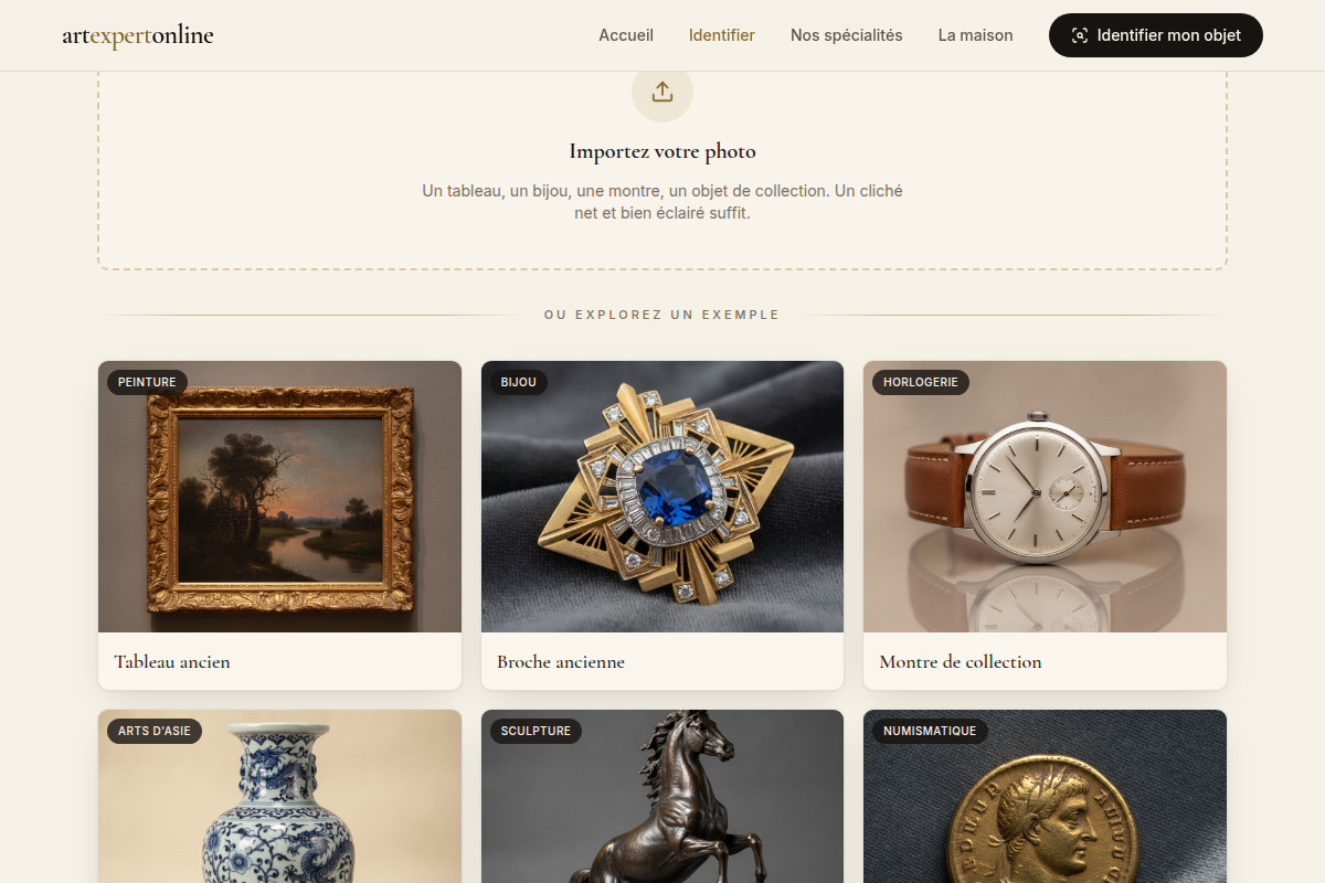Importez une photo ou explorez un objet exemple