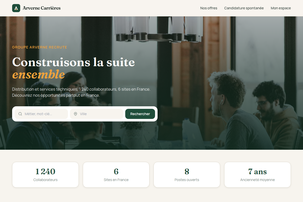Accueil site carrière : recherche et chiffres clés