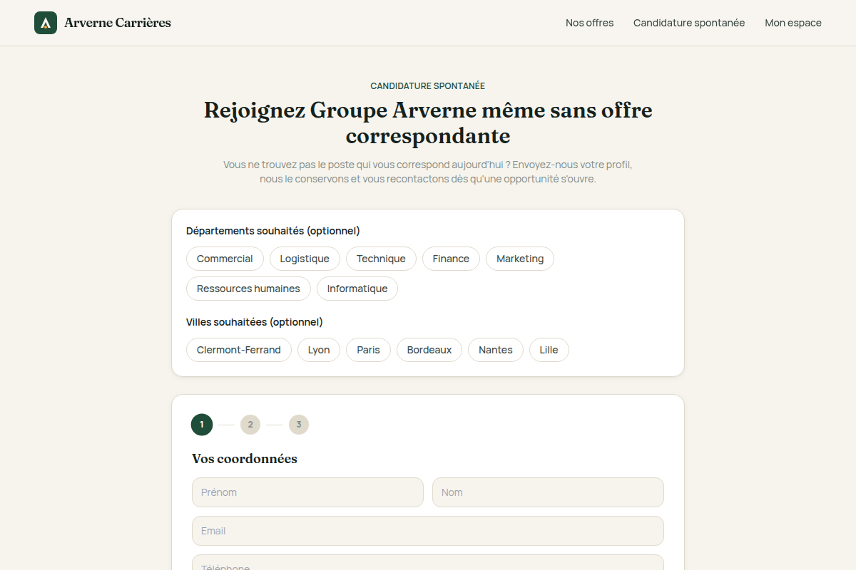 Formulaire de candidature spontanée
