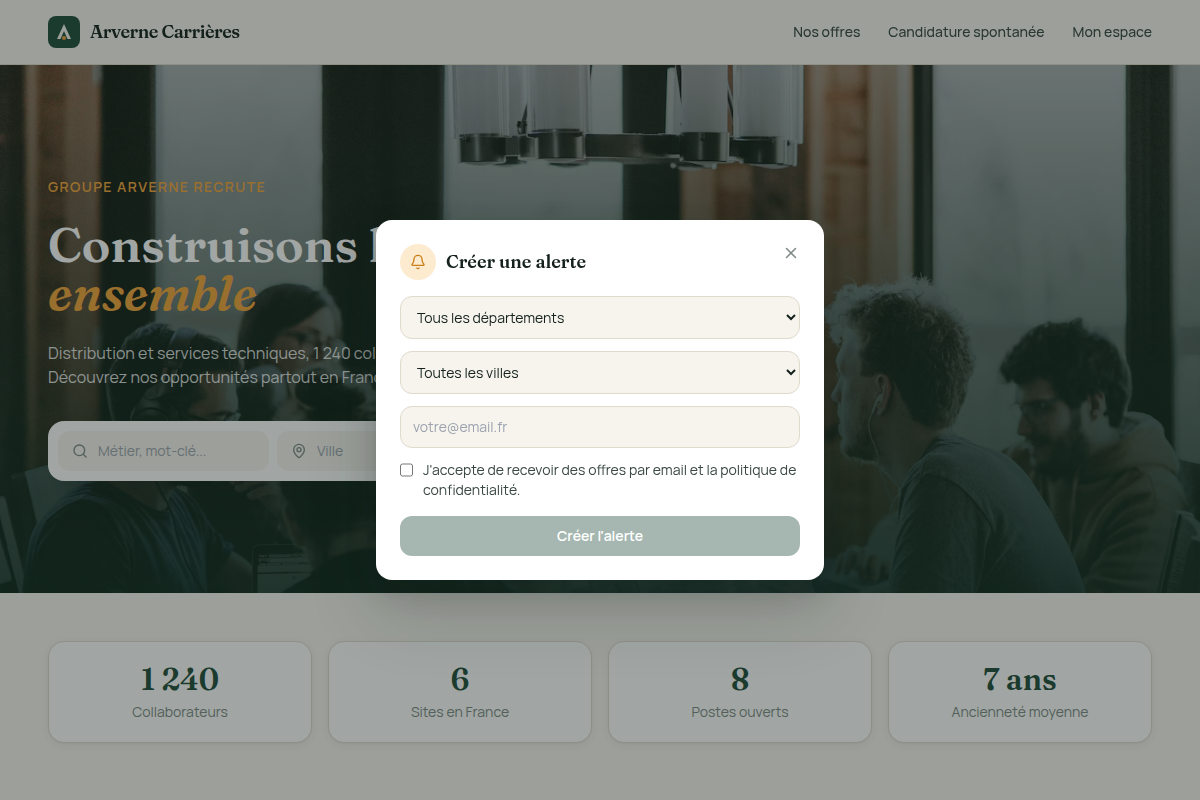 Création d'une alerte emploi personnalisée