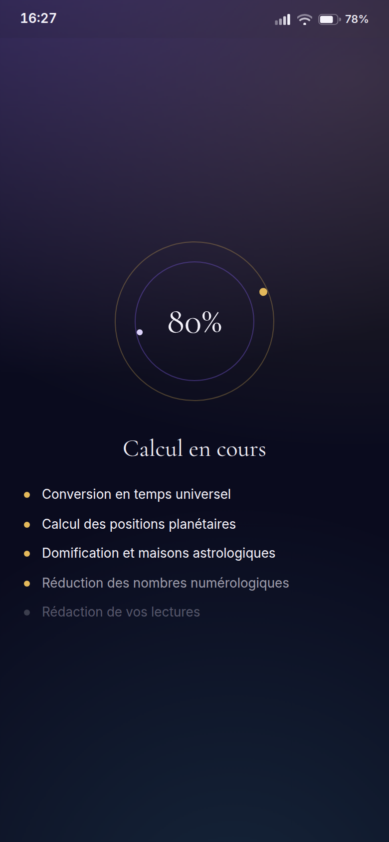 Calcul animé du thème en 5 étapes