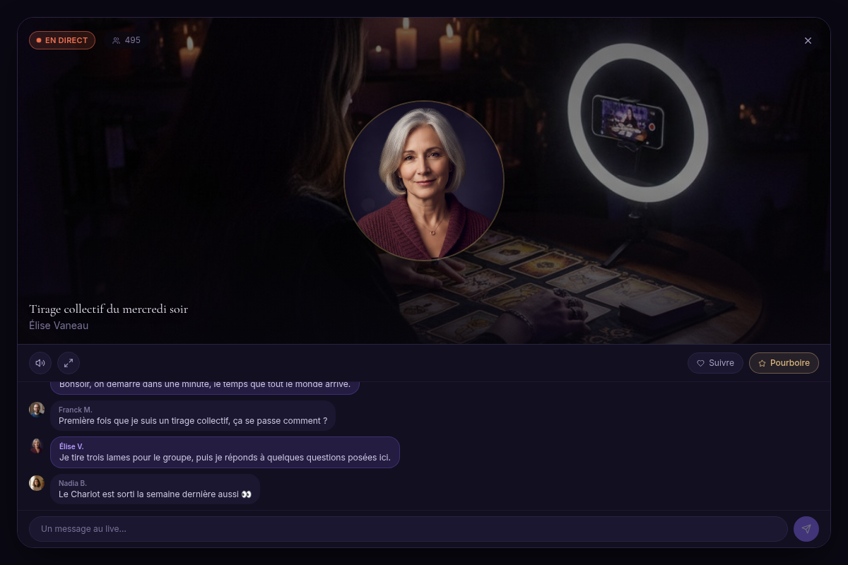 Session live avec chat de questions en temps réel