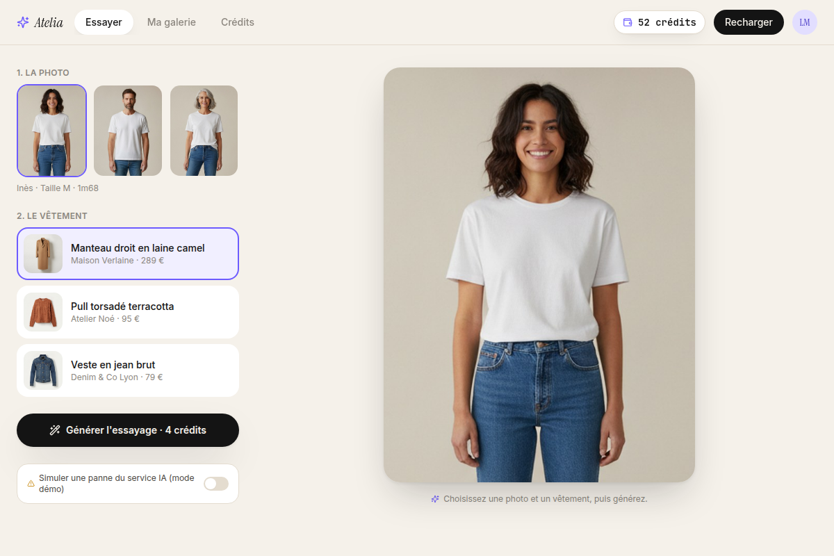 Choix du mannequin et du vêtement à essayer