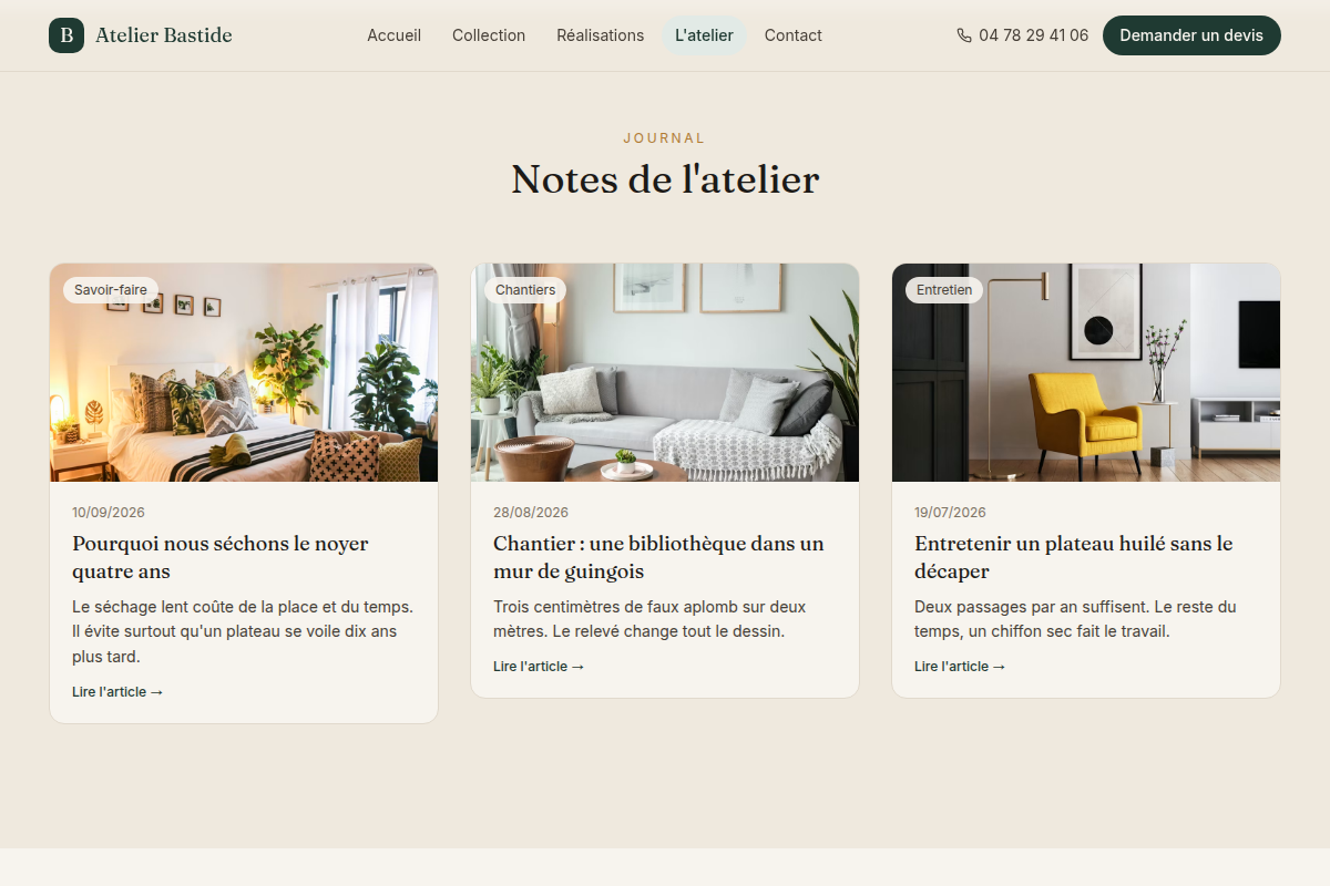 Notes de l'atelier, articles de savoir-faire