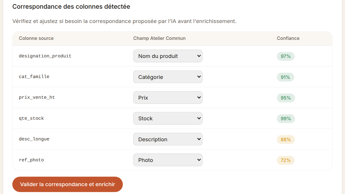 Import fournisseur mappé par l'IA