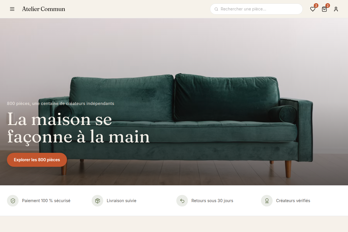 Accueil boutique : 800 pièces de créateurs