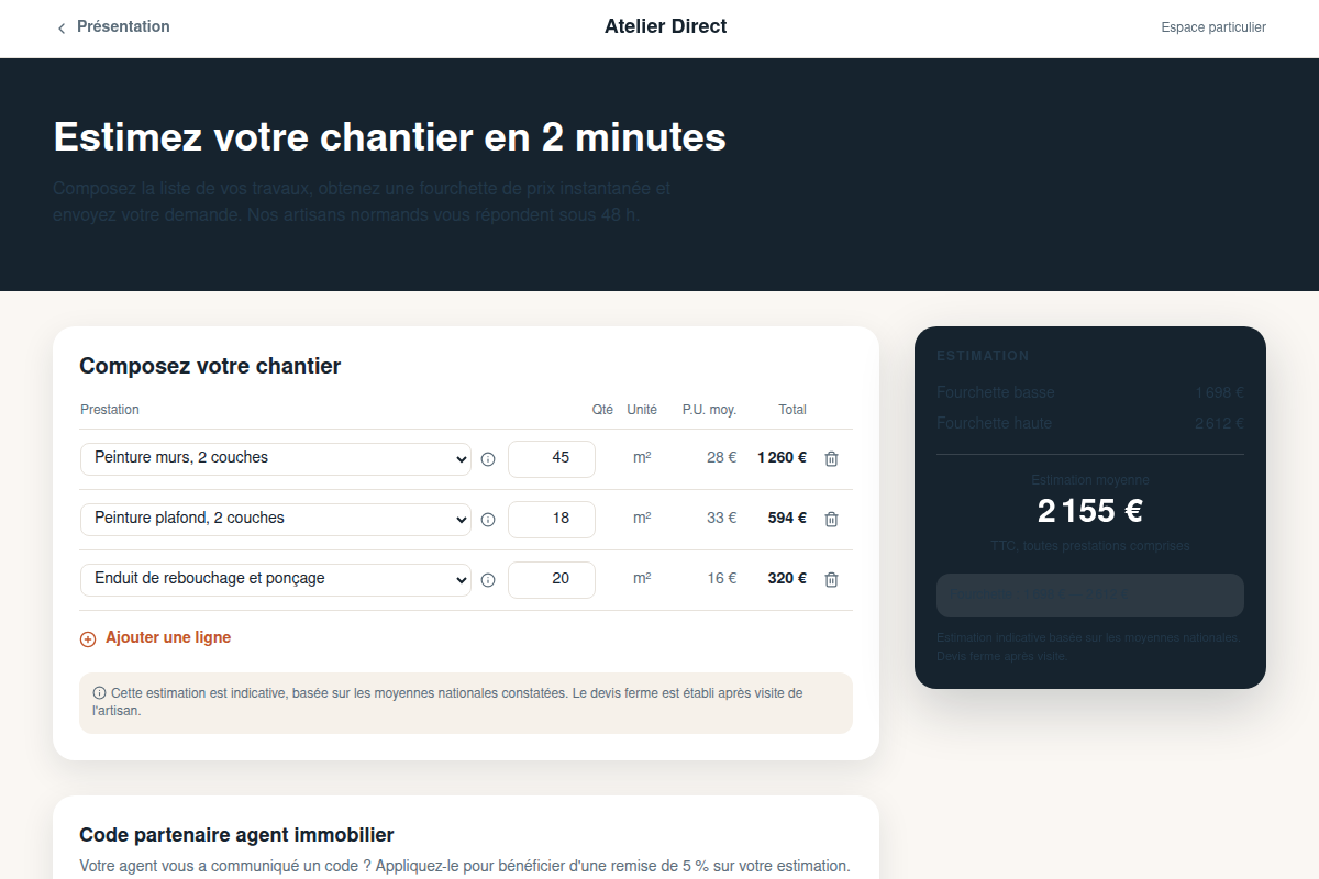 Estimation en temps réel du chantier