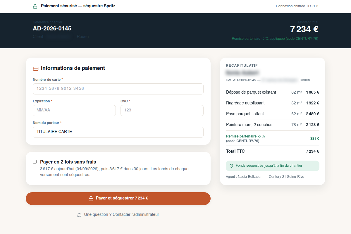 Paiement sécurisé via séquestre Spritz