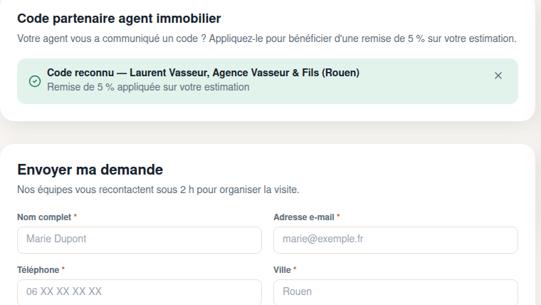 Code partenaire agent immobilier