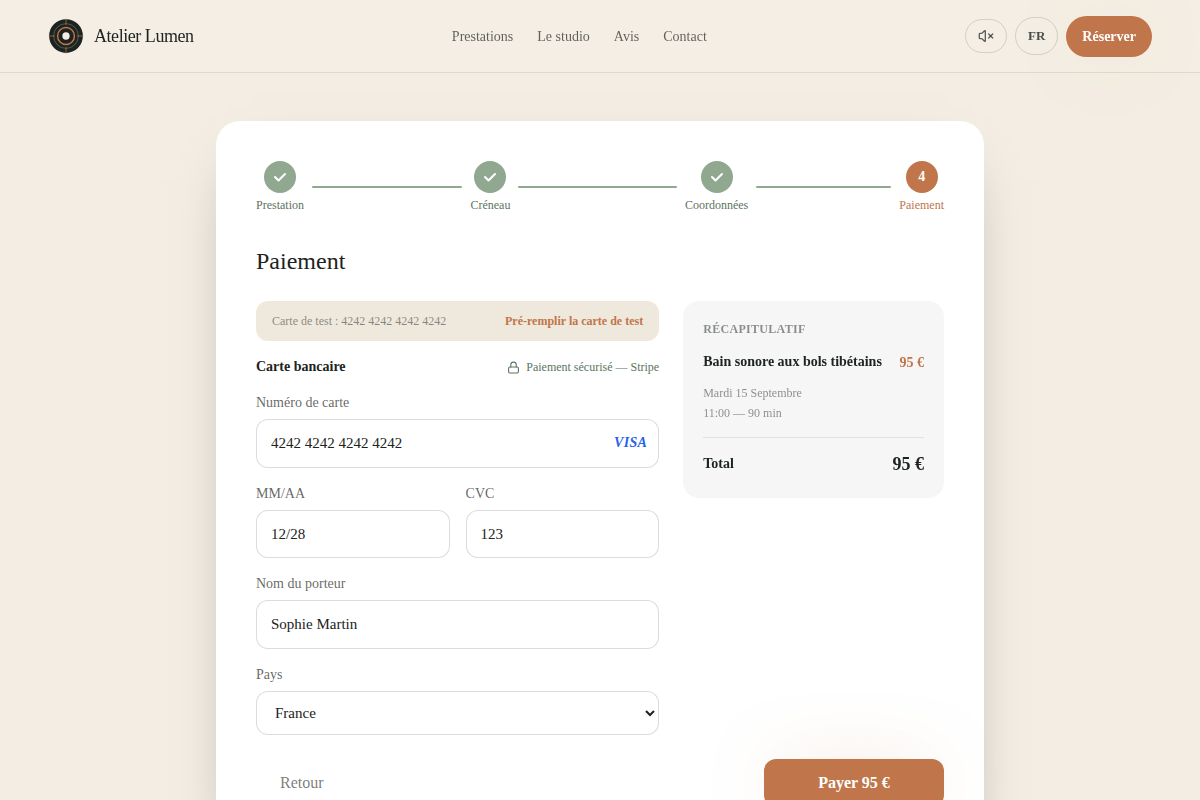 Étape 4 — paiement sécurisé