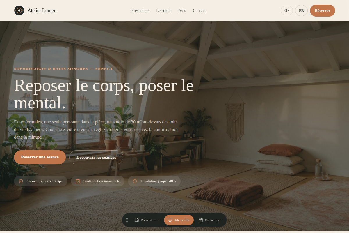 Accueil — réservation directe