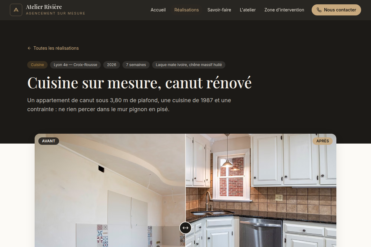 Fiche chantier avec comparateur avant/après